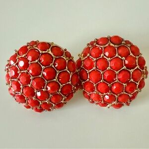 Elegant Red Cluster Earrings